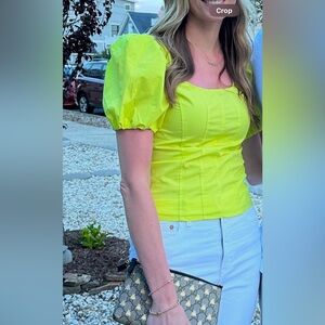 J.Crew puff sleeve square neck top. Size 0